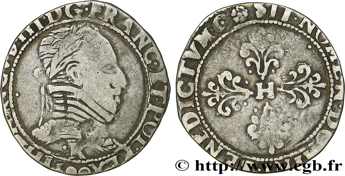 THE LEAGUE. COINAGE IN THE NAME OF HENRY III Demi-franc au col plat 1590 Saint-Lizier VF
