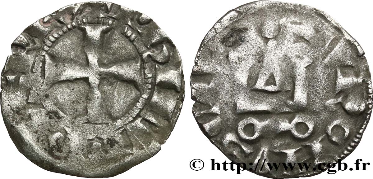 PHILIPPE III LE HARDI ET PHILIPPE IV LE BEL - MONNAYAGE COMMUN (à partir de 1280) Denier tournois à l O rond n.d. s.l. TB+