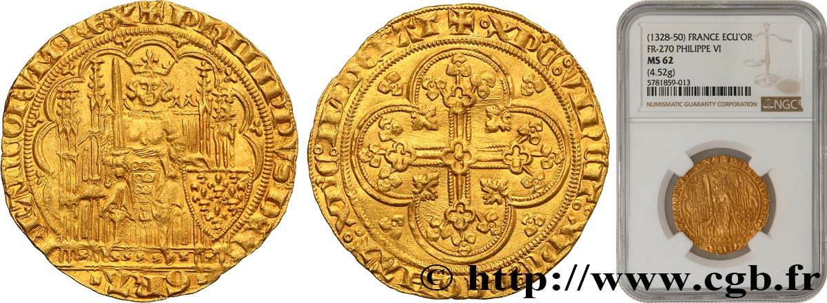 PHILIP VI OF VALOIS Écu d or à la chaise n.d.  MS62