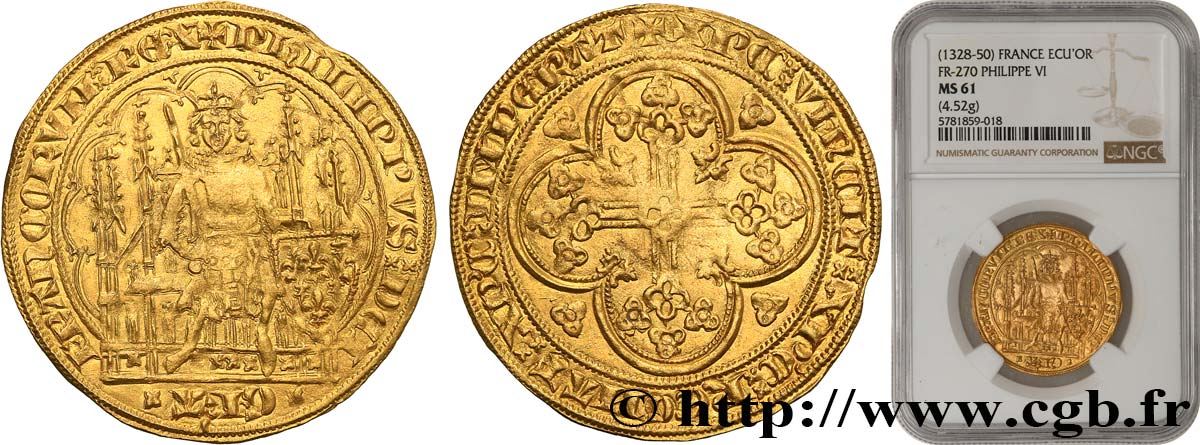 PHILIP VI OF VALOIS Écu d or à la chaise n.d.  MS61