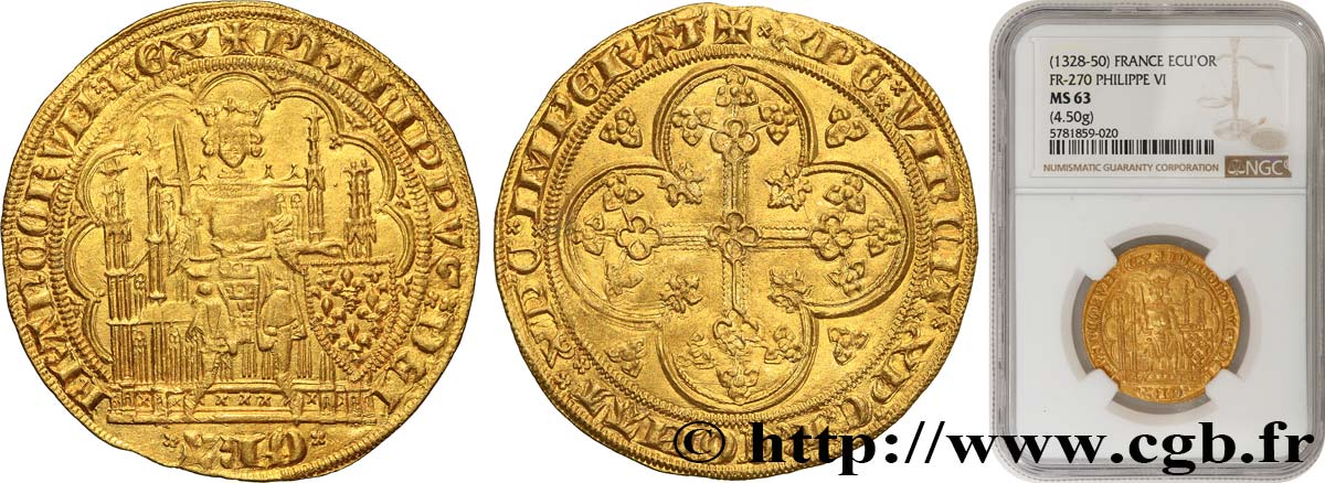 PHILIP VI OF VALOIS Écu d or à la chaise n.d.  MS63