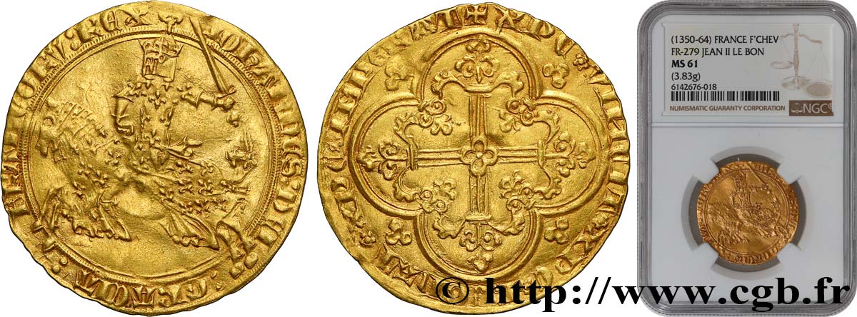 JOHN II  THE GOOD  Franc à cheval n.d.  MS61