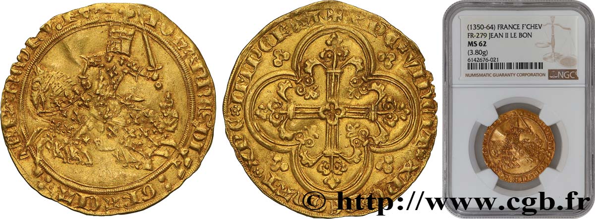 JOHN II  THE GOOD  Franc à cheval n.d.  MS62