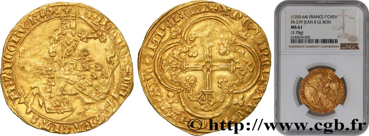 JOHN II  THE GOOD  Franc à cheval n.d.  MS61