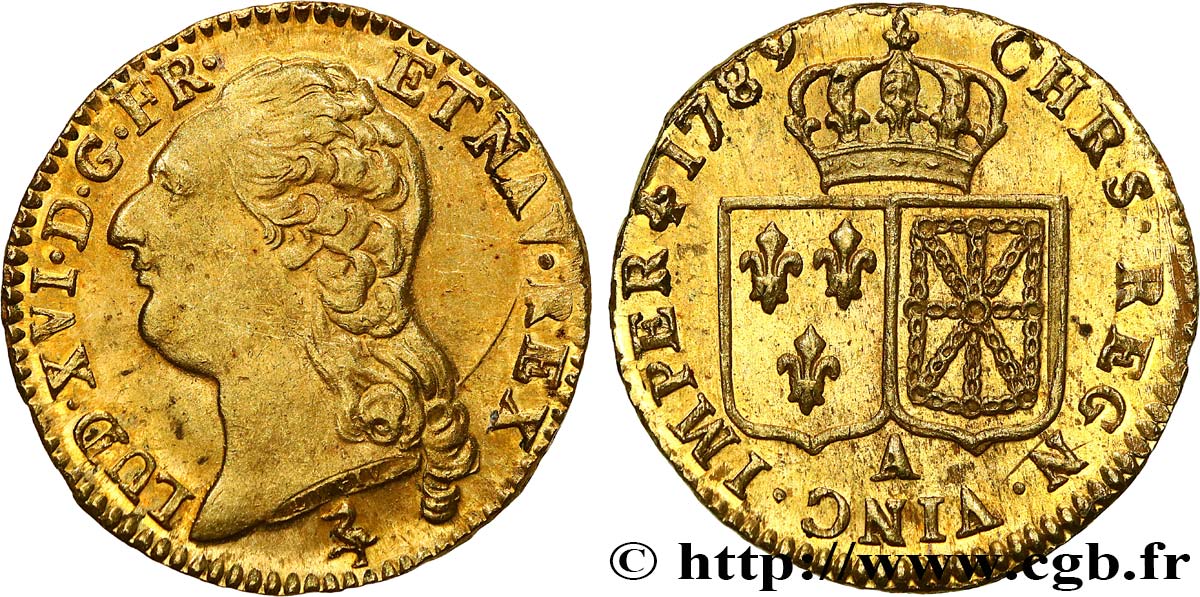 LOUIS XVI Louis d or aux écus accolés 1789 Paris TTB