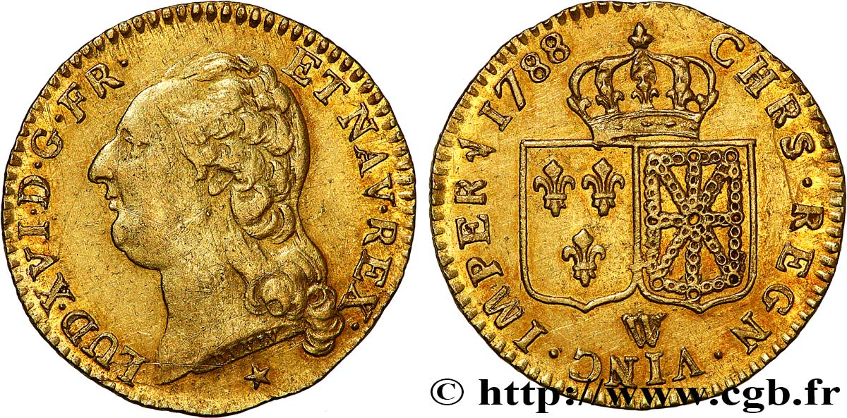 LOUIS XVI Louis d or aux écus accolés 1788 Lille XF/AU