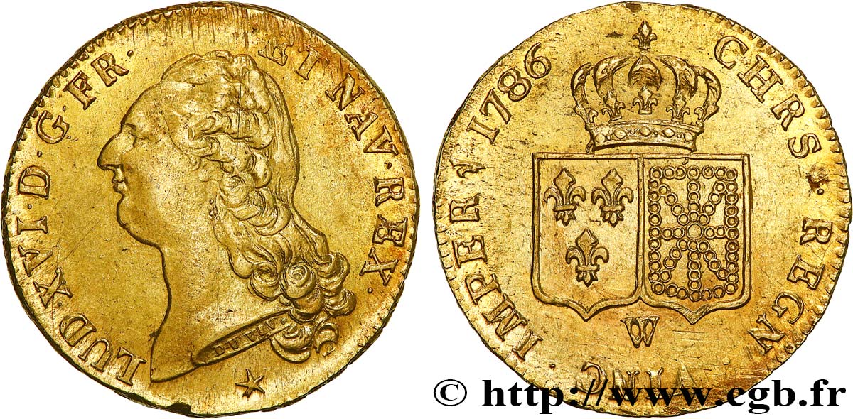 LOUIS XVI Double louis d’or aux écus accolés 1786 Lille VZ58