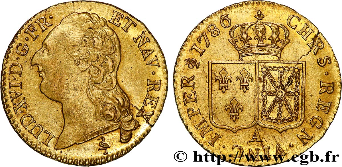 LOUIS XVI Louis d or aux écus accolés 1786 Paris fVZ/VZ