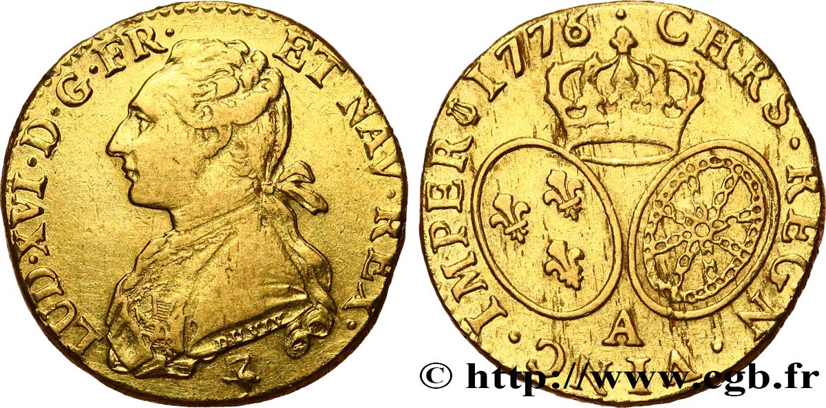 LOUIS XVI Louis d’or aux écus ovales 1776 Paris MBC