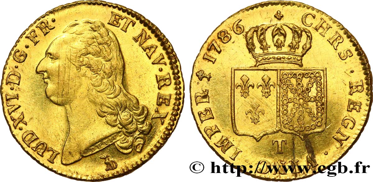 LOUIS XVI Double louis d’or aux écus accolés 1786 Nantes VZ