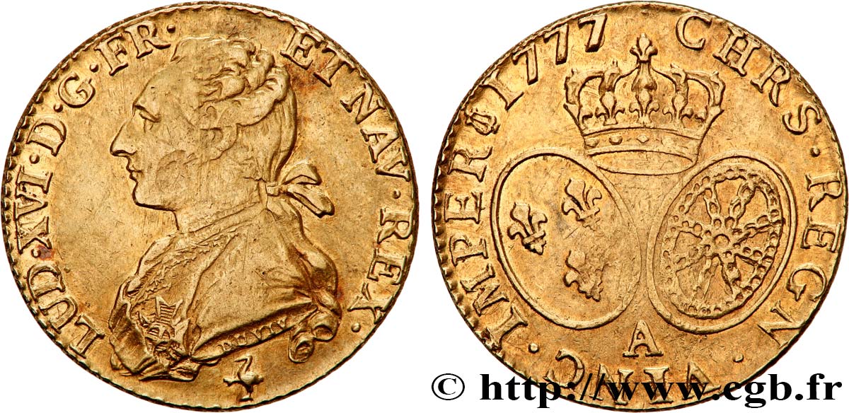 LOUIS XVI Louis d’or aux écus ovales 1777 Paris TTB/TTB+