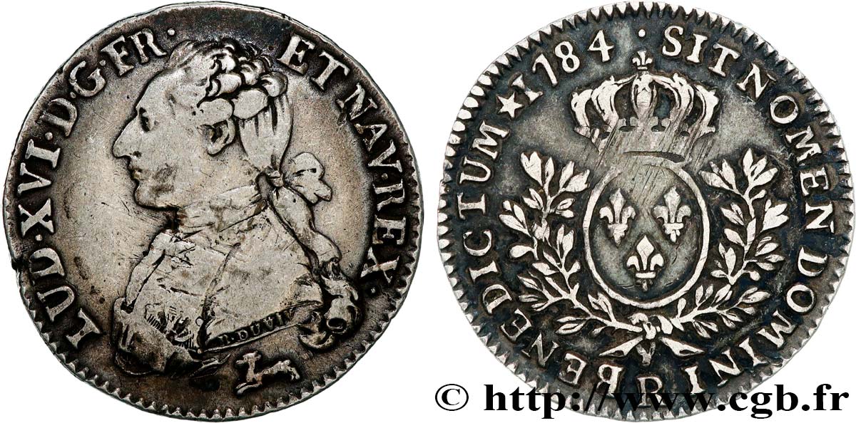 LOUIS XVI Cinquième d écu aux branches d olivier 1784 Orléans XF/AU