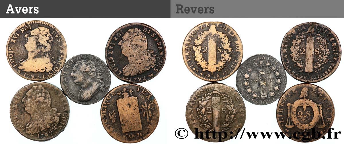 LOTES Lot de cinq monnaies de la Révolution française n.d. s.l. lote