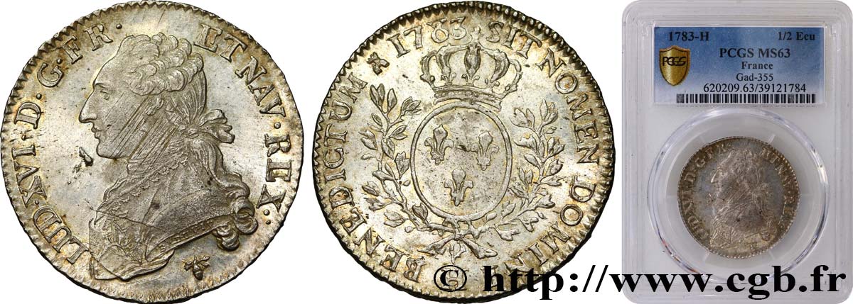 LOUIS XVI Demi-écu aux branches d olivier 1783 La Rochelle MS63