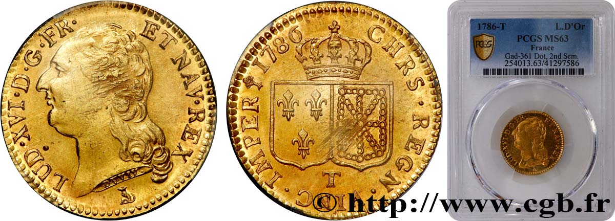 LOUIS XVI Louis d or aux écus accolés 1786 Nantes SPL63