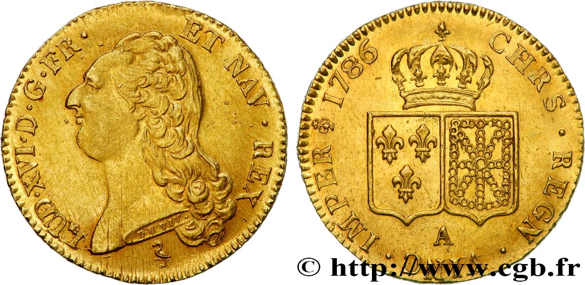 LOUIS XVI Double louis d’or aux écus accolés 1786 Paris AU
