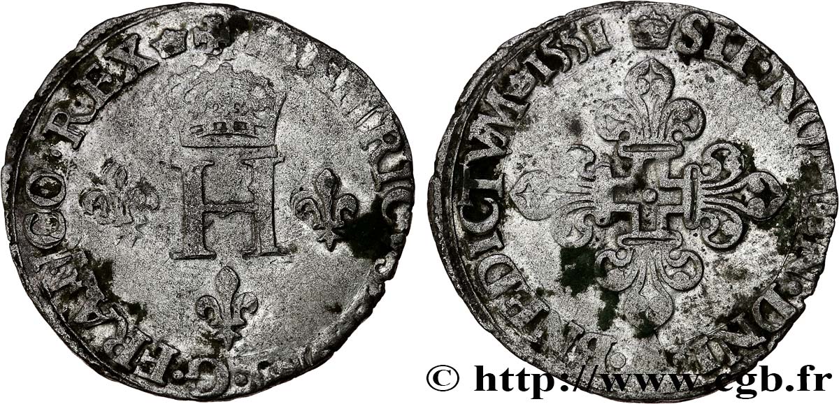 HENRY II Sol parisis ou trois blancs ou “demi-gros de Nesle” 1551 Paris BC+/MBC