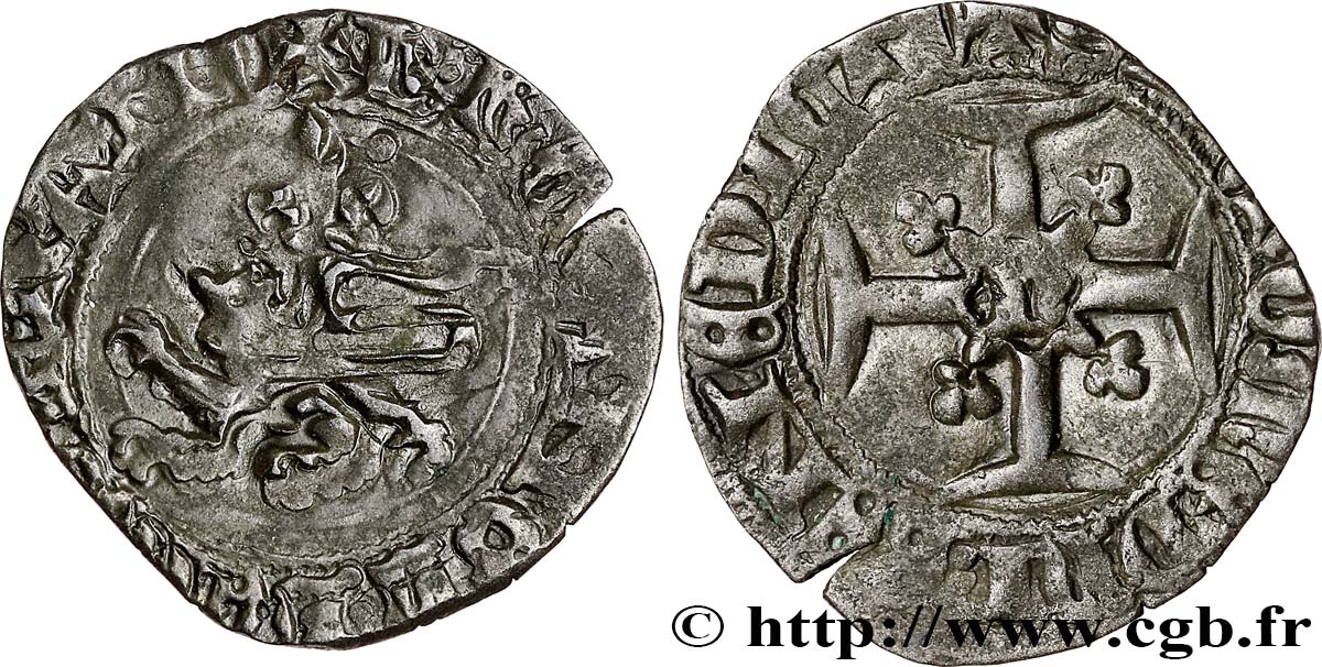 HENRY V OF LANCASTER Double tournois ou niquet dit  Léopard  30/11/1421 Rouen XF