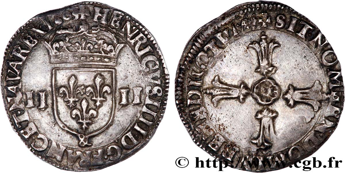 HENRI IV LE GRAND Quart d écu, écu de face, 2e type, écu de face 1603 Aix-en-Provence TTB