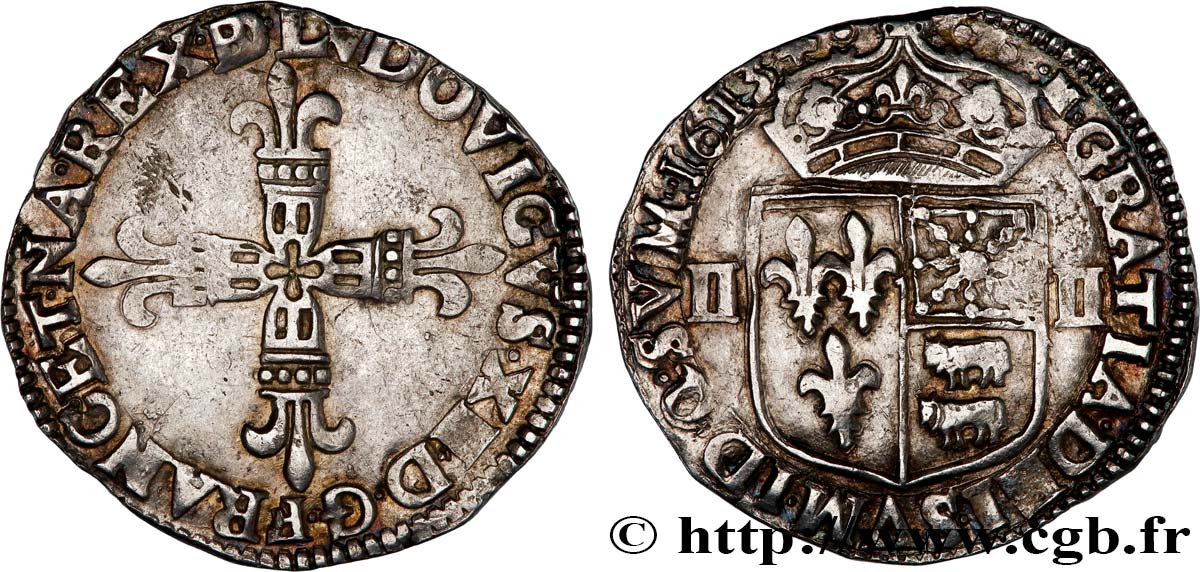 LOUIS XIII Quart d écu de Béarn 1613 ou 1615 Pau XF