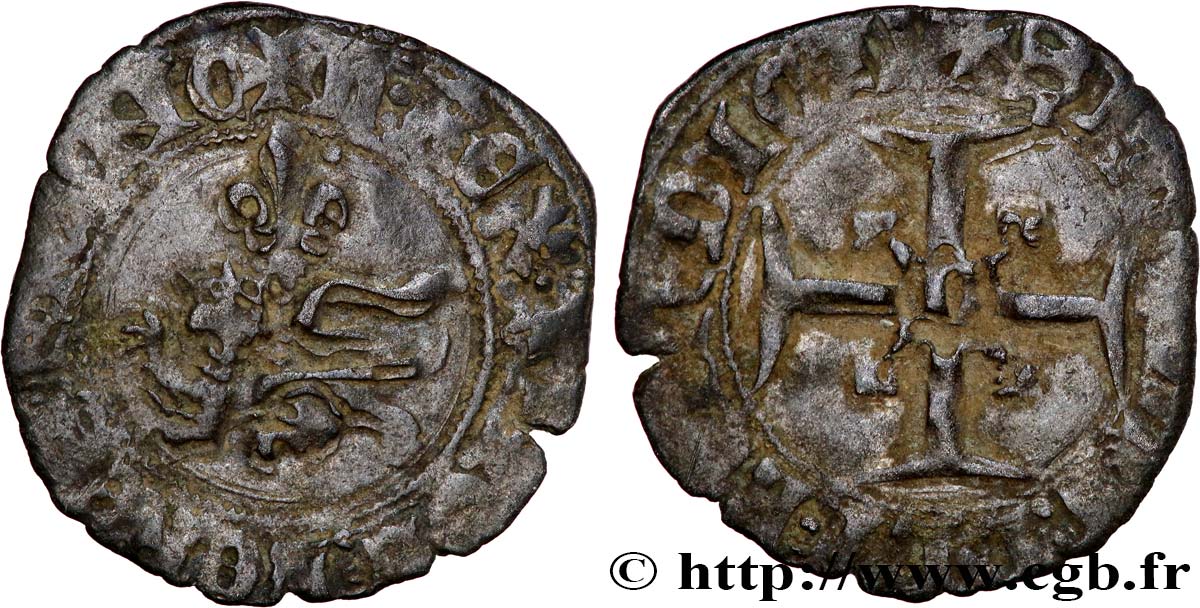 HENRY V OF LANCASTER Double tournois ou niquet dit  Léopard  30/11/1421 Rouen BC+