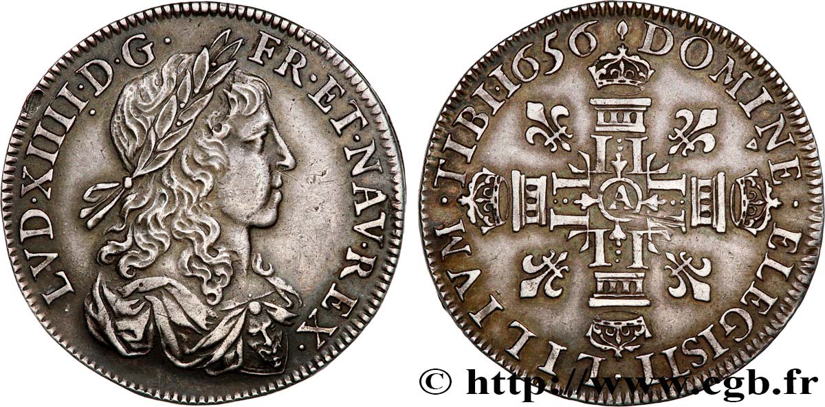LOUIS XIV  THE SUN KING  Lis d’argent 1656 Paris fVZ