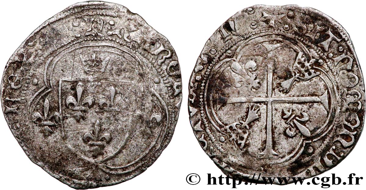 CHARLES VIII Blanc à la couronne de Bretagne n.d. Nantes TB