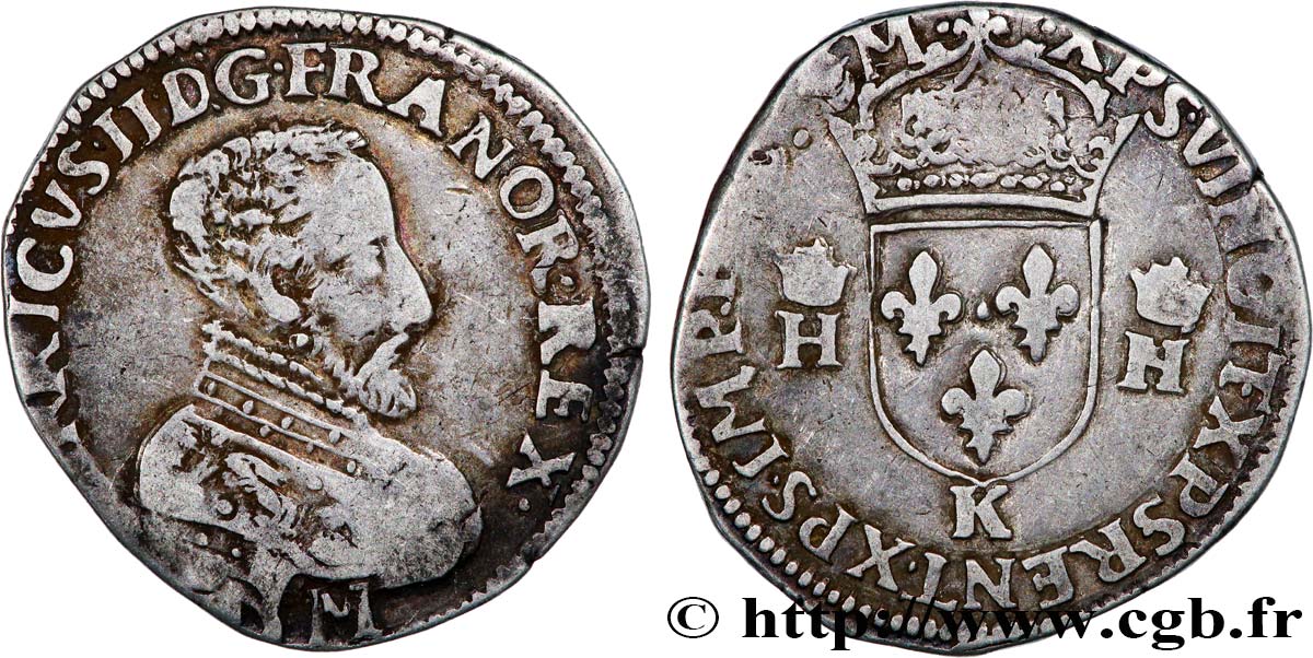 FRANCIS II. COINAGE IN THE NAME OF HENRY II Teston à la tête nue, 3e type n.d. Bordeaux XF