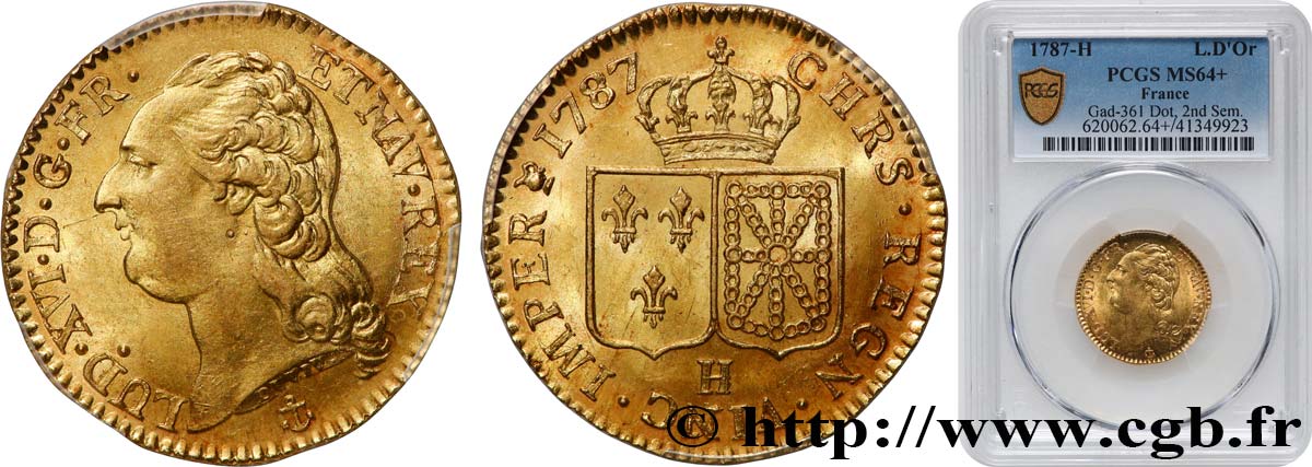 LOUIS XVI Louis d or aux écus accolés 1787 La Rochelle MS64