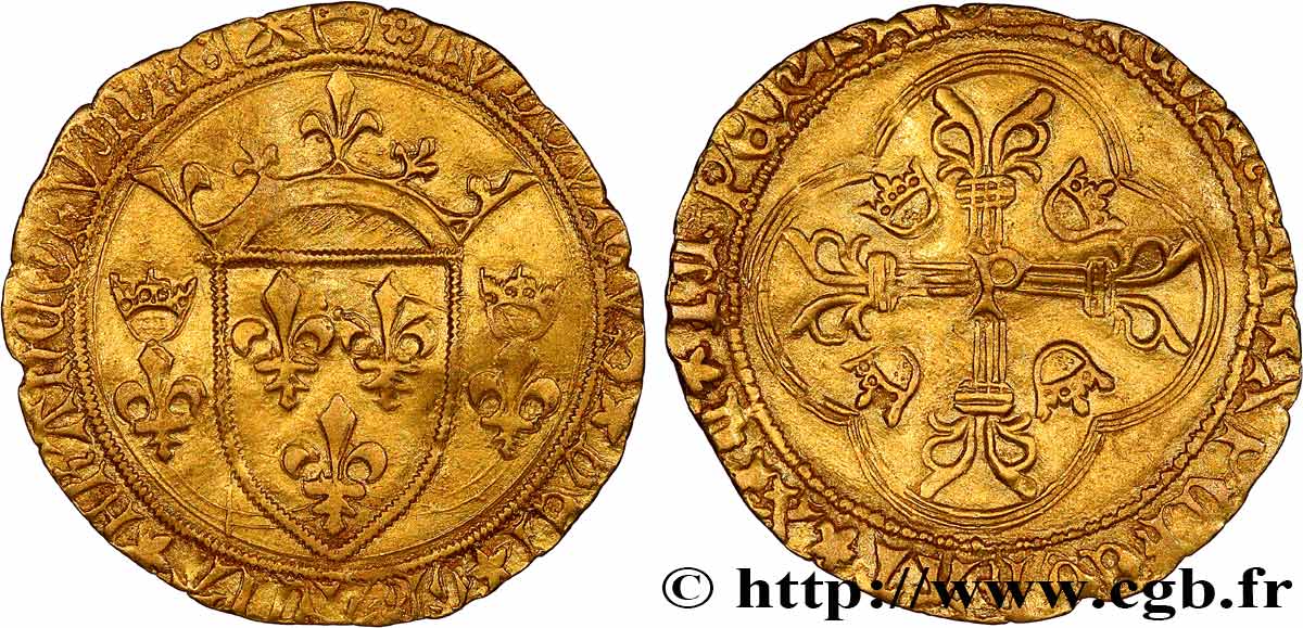 LOUIS XI THE  PRUDENT  Écu d or à la couronne ou écu neuf 31/12/1461 Perpignan XF