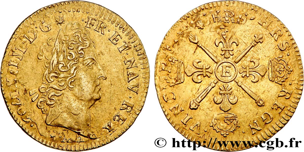 LOUIS XIV  THE SUN KING  Louis d or aux insignes 1704 Paris MBC+