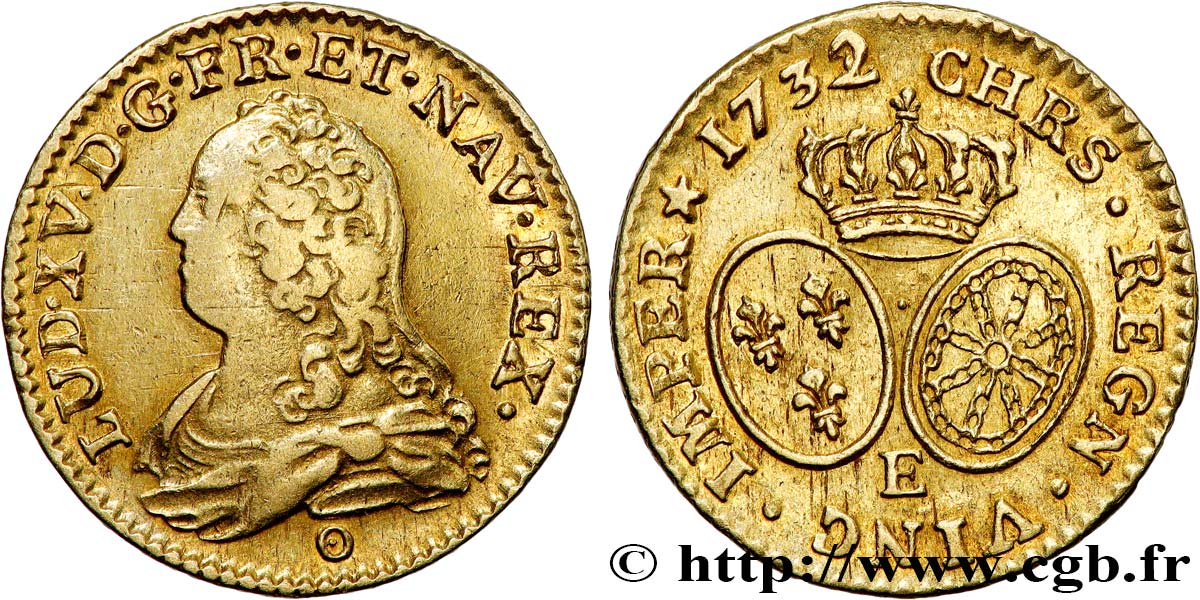LOUIS XV DIT LE BIEN AIMÉ Louis d or aux écus ovales, buste habillé 1732 Tours TTB/TTB+