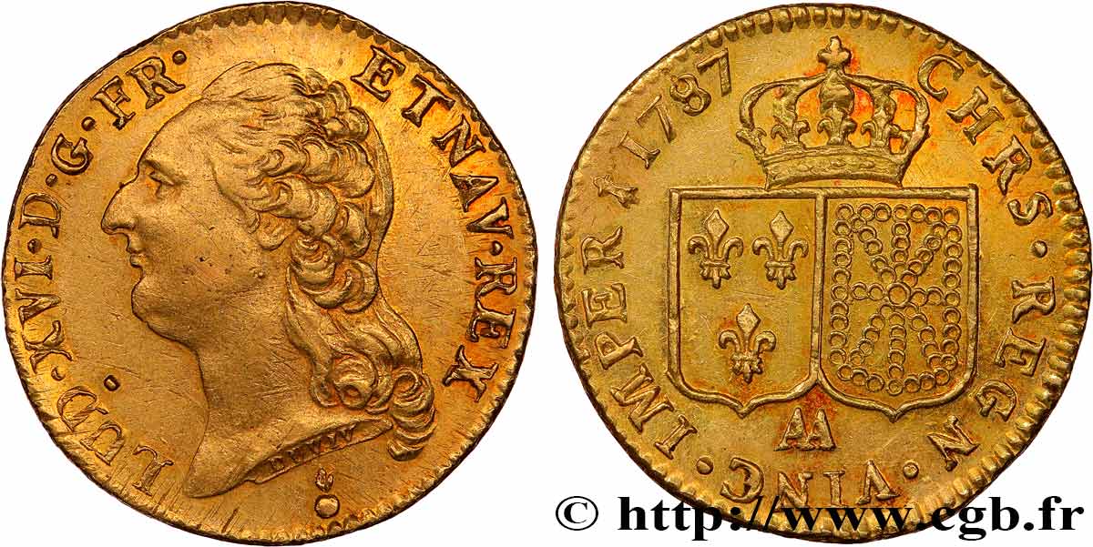 LOUIS XVI Louis d or aux écus accolés 1787 Metz VZ