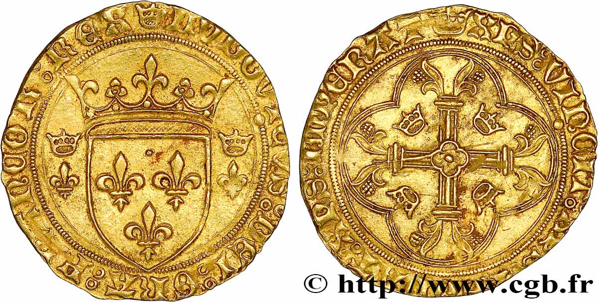 LOUIS XI THE  CAUTIOUS  Écu d or à la couronne ou écu neuf 31/12/1461 Tours AU/AU