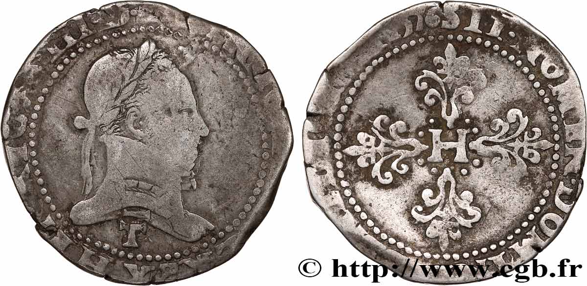 HENRY III Franc au col plat 1576 Nantes BC