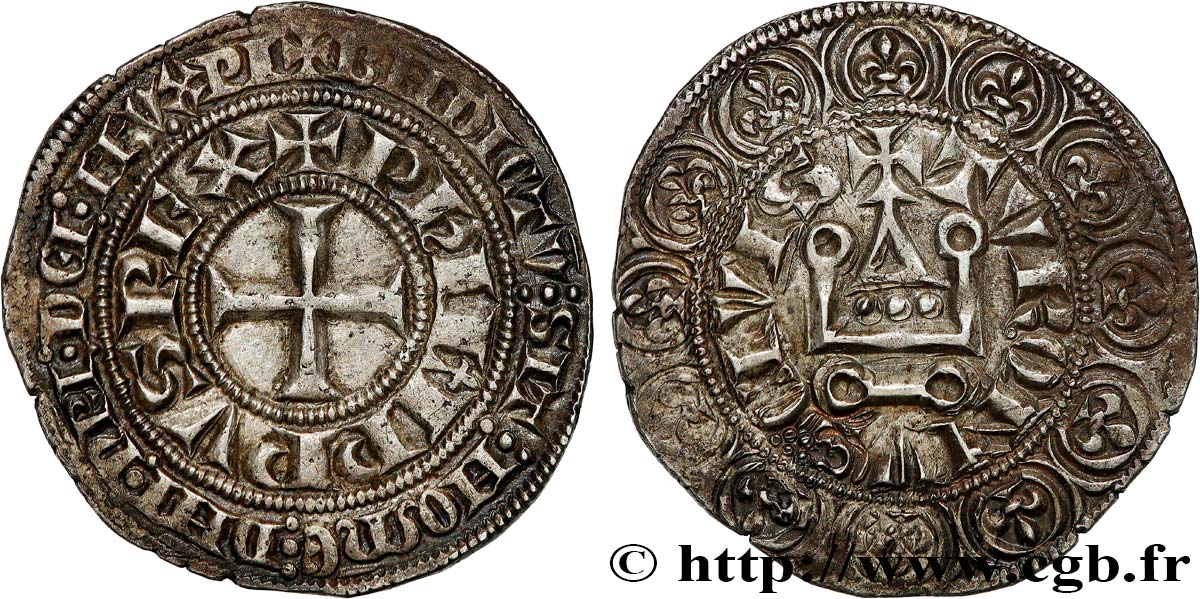PHILIP IV  THE FAIR  Gros tournois à l O long c. 1290-1295  AU