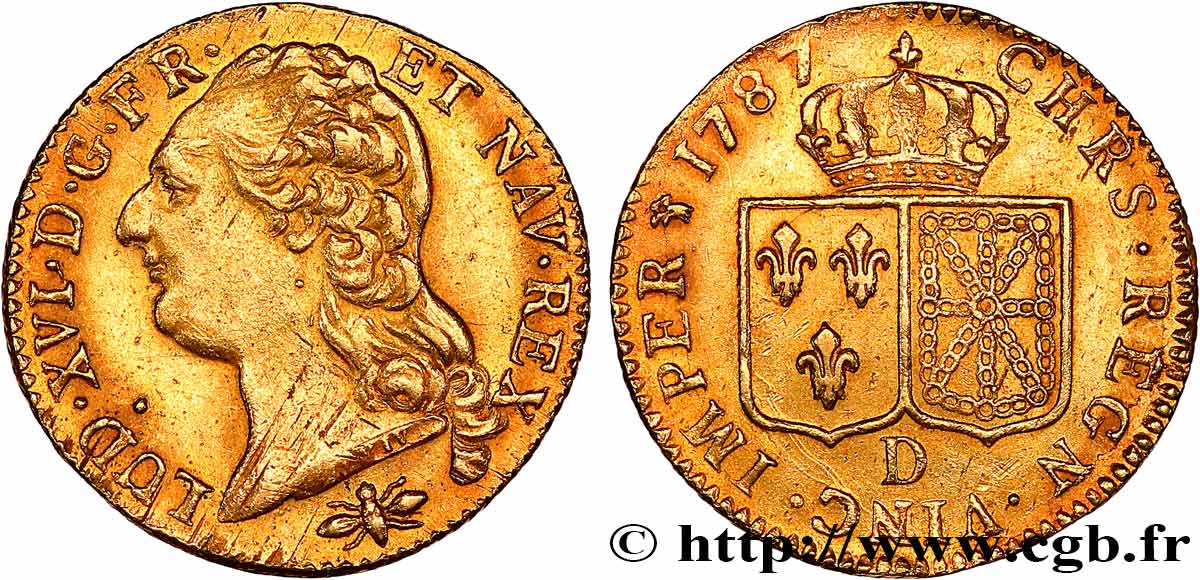 LOUIS XVI Louis d or aux écus accolés 1787 Lyon AU