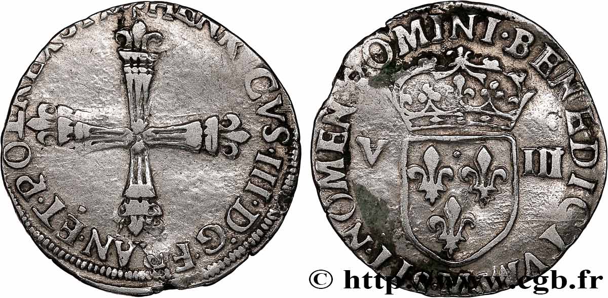 HENRY III Huitième d écu, croix de face 158[?] Toulouse SS