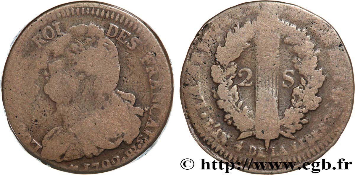 LOUIS XVI (MONARQUE CONSTITUTIONNEL) 2 sols dit au faisceau , type FRANÇAIS 1792 Strasbourg TB