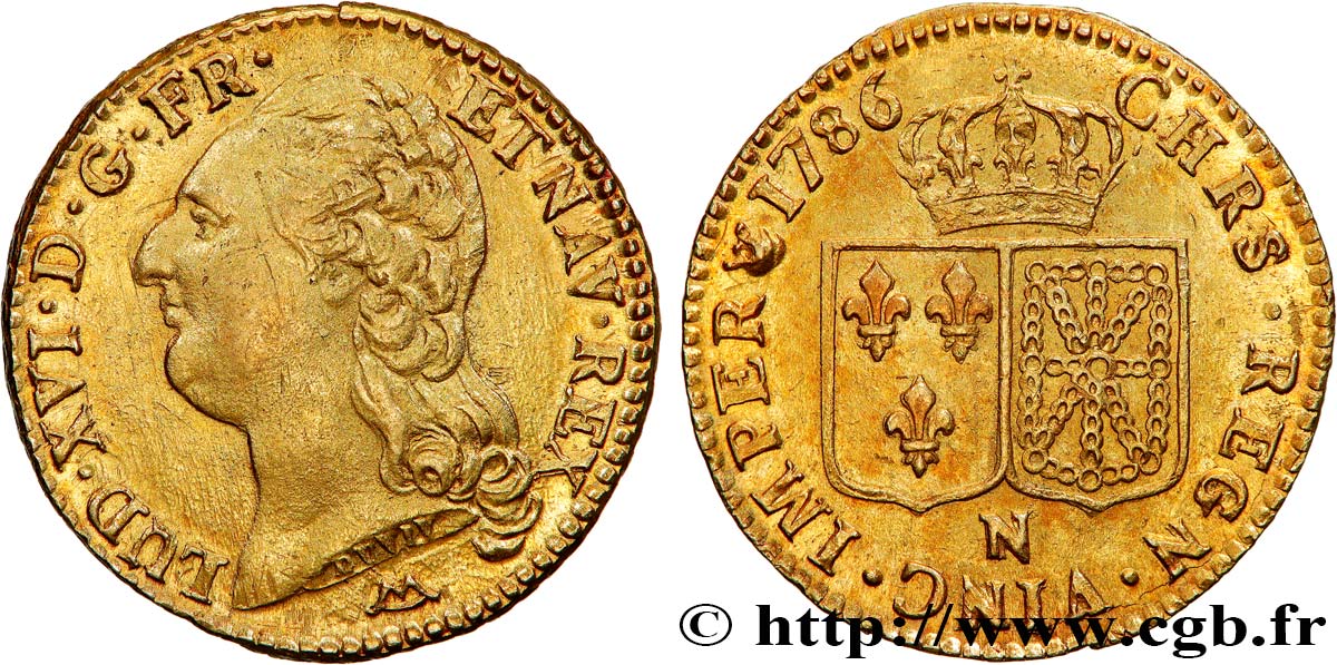 LOUIS XVI Louis d or aux écus accolés 1786 Montpellier SUP