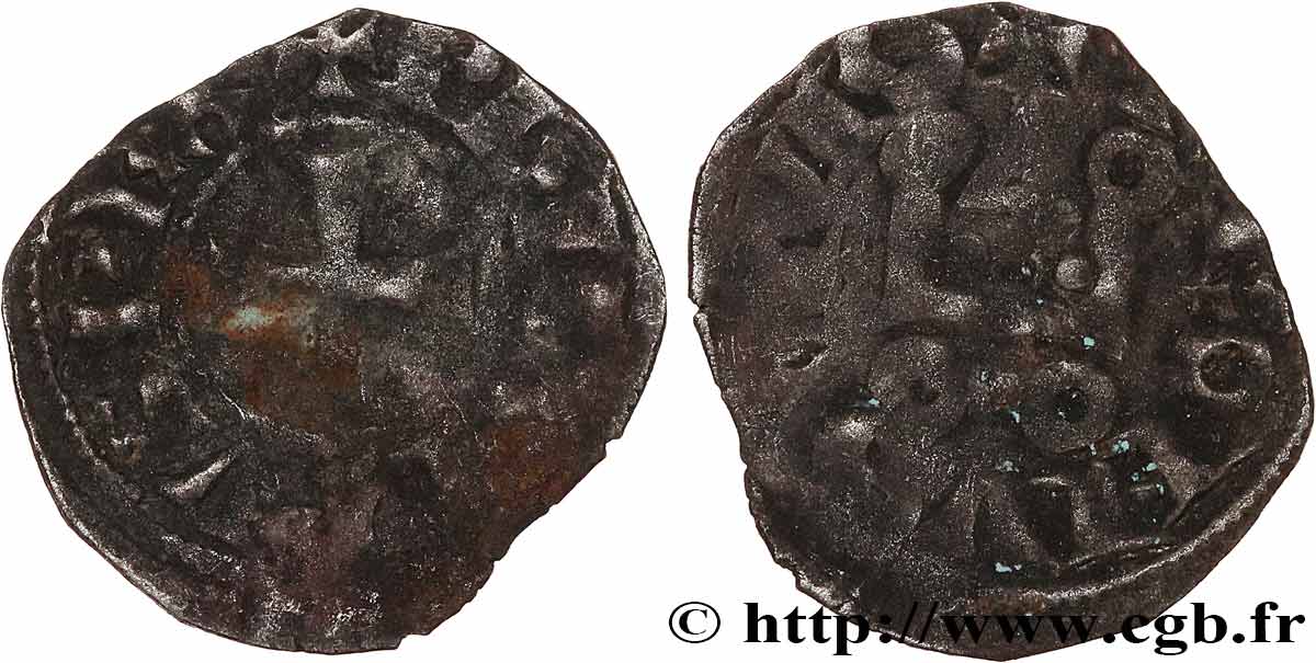 PHILIPPE III LE HARDI ET PHILIPPE IV LE BEL - MONNAYAGE COMMUN (à partir de 1280) Obole tournois à l O rond n.d. s.l. TB