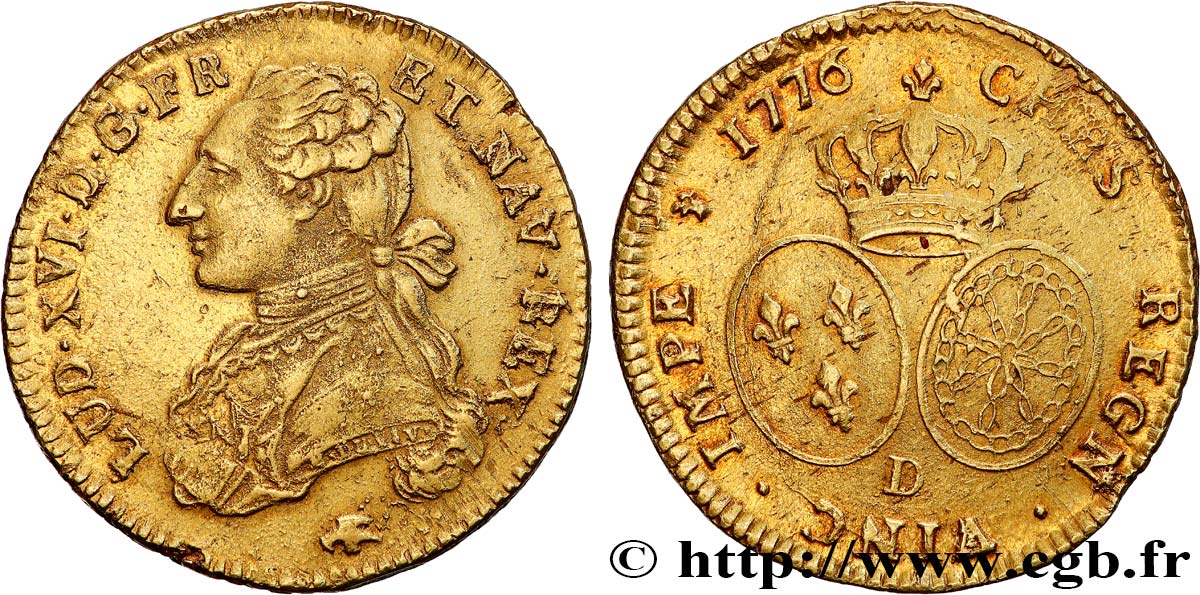 LOUIS XVI Double louis d’or aux écus ovales 1776 Lyon q.SPL/BB