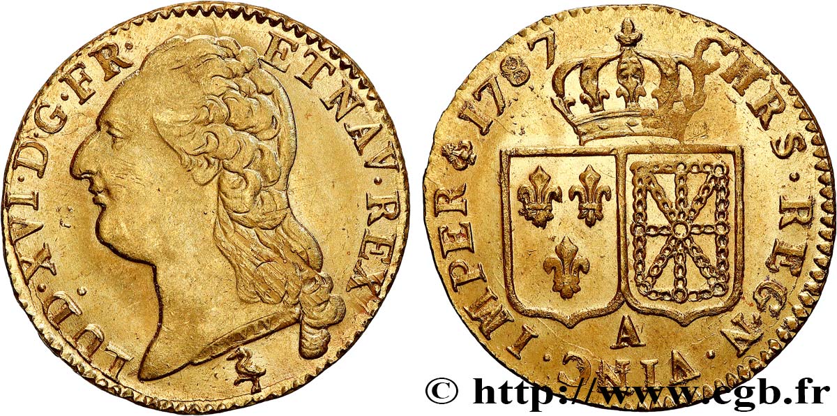 LOUIS XVI Louis d or aux écus accolés 1787 Paris fST