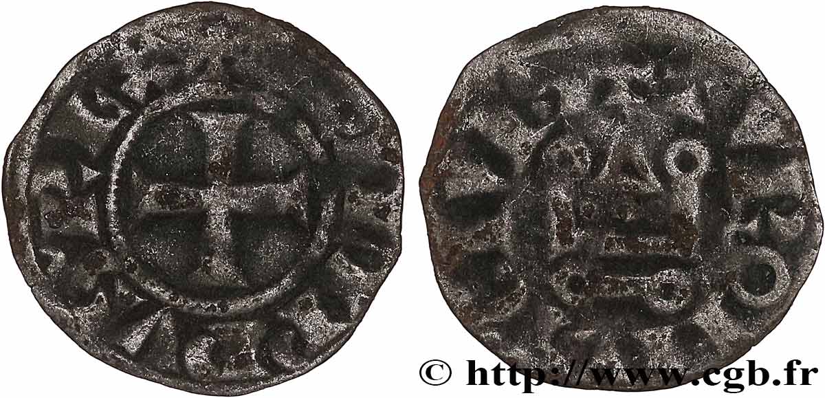 PHILIPPE III LE HARDI ET PHILIPPE IV LE BEL - MONNAYAGE COMMUN (à partir de 1280) Obole tournois à l O rond n.d. s.l. TTB