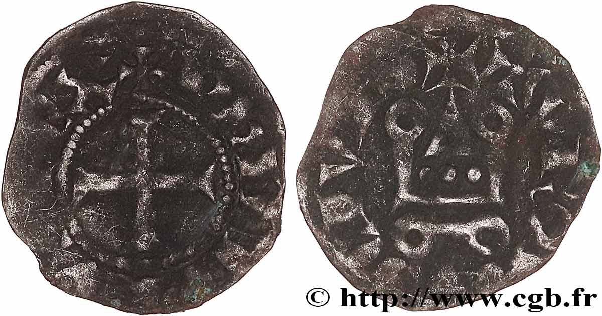 PHILIPPE III LE HARDI ET PHILIPPE IV LE BEL - MONNAYAGE COMMUN (à partir de 1280) Obole tournois à l O rond n.d. s.l. TB