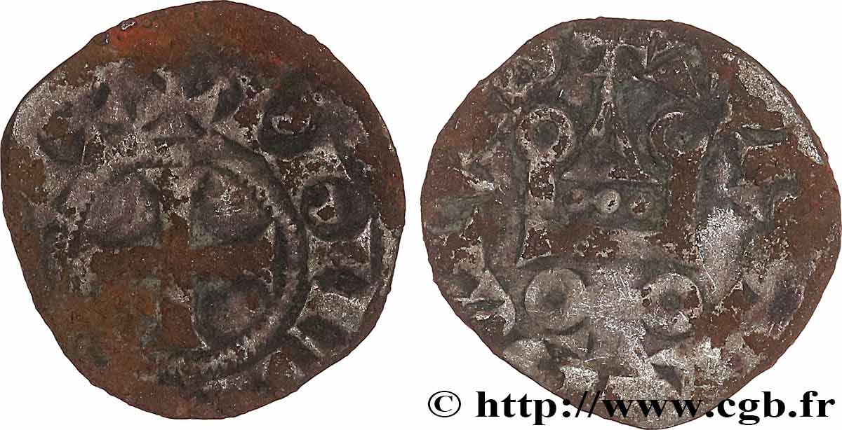 PHILIPPE III LE HARDI ET PHILIPPE IV LE BEL - MONNAYAGE COMMUN (à partir de 1280) Obole tournois à l O rond n.d. s.l. TB