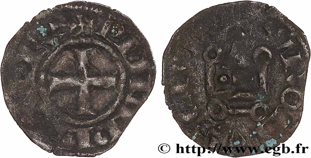 PHILIPPE III LE HARDI ET PHILIPPE IV LE BEL - MONNAYAGE COMMUN (à partir de 1280) Obole tournois à l O rond n.d. s.l. TB+