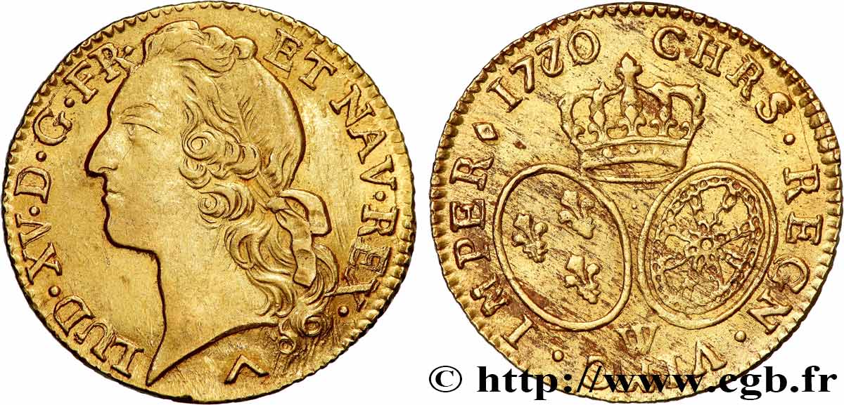 LOUIS XV DIT LE BIEN AIMÉ Louis d’or aux écus ovales, tête ceinte d’un bandeau 1770 Lille TTB+