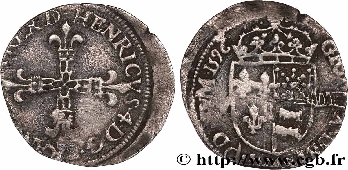 HENRY IV Huitième d écu de Béarn 1596 Morlaàs q.BB