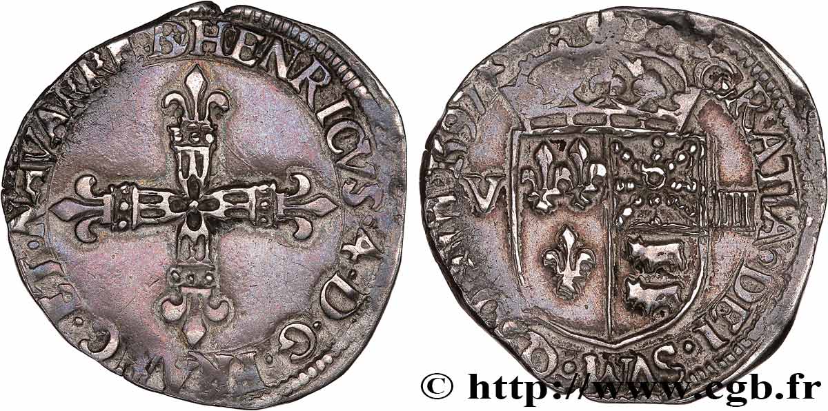 HENRY IV Huitième d écu de Béarn 1597 Morlaàs BB